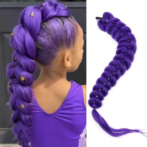 Lianzi 26 Inch Synthetic Purple Braided Ponytail Extensions - Dark Purple