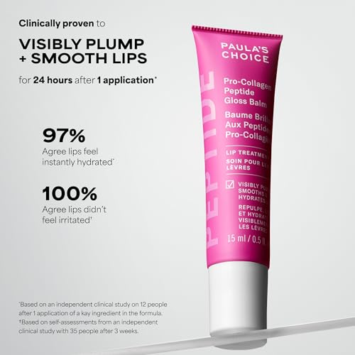 Paula's Choice Pro-Collagen Peptide Gloss Lip Balm, Hydrates & Smooths Lips, Sheer & Glossy Finish for Fuller Lips, Sheer Tint, Non-Sticky, Cruelty-Free