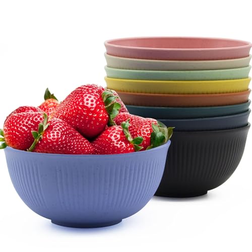 9-Piece Unbreakable Wheat Straw Bowl Set - Multi-Color Dinnerware