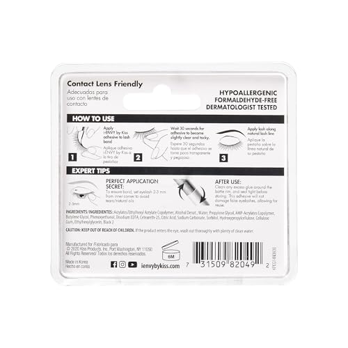 i Envy by Kiss 3D Lash Glue - Super Strong Hold, Waterproof, Brush On