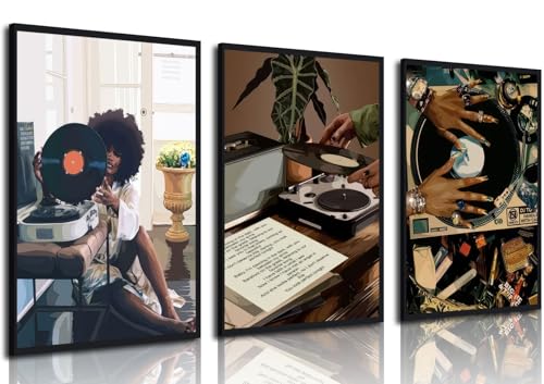 Funky Black Girl Poster - African American Canvas Wall Art 12x16in