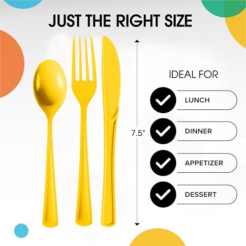 Heavy Duty Yellow Plastic Cutlery Set - 80 Pcs Disposable Utensils