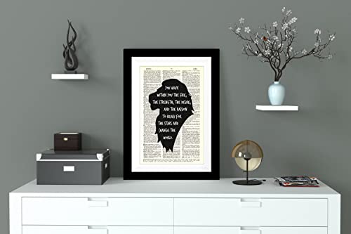 Inspirational Lion Quote Wall Art Print on Vintage Dictionary Page