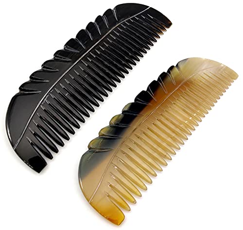 5MOONSUN5 Handmade Natural Ox Horn Comb - Anti-Static Detangling Tool