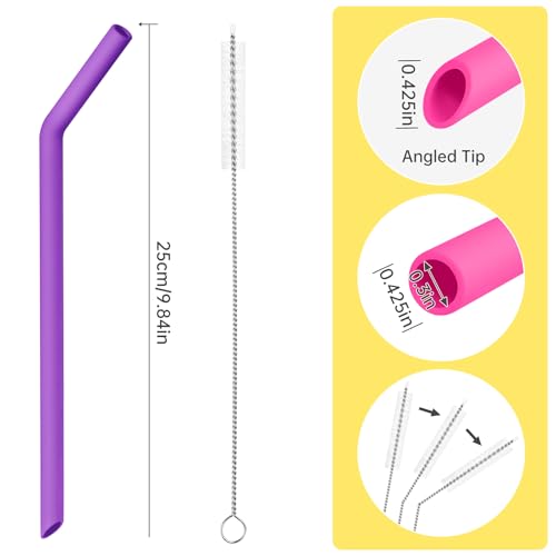 NiHome 6-Pack Reusable Wide Silicone Straws for Smoothies