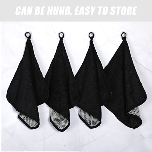 Tudomro 10 Pcs Double-Sided Exfoliating Washcloths, 10" x 10", Black