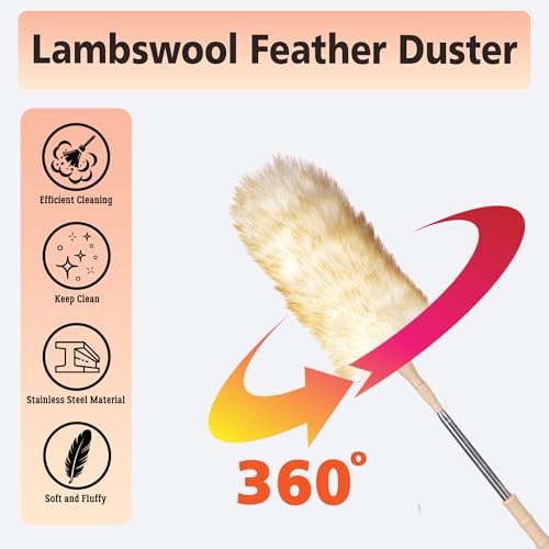 Cede noo Extendable Lambswool Duster - 22-55 Inch Flexible Head