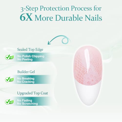 MOKAYIMO Handmade White Lace French Tip Press On Nails, Size L