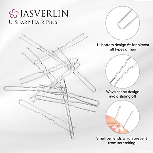 JASVERLIN U Shaped Bobby Hair Pins - 150 Pcs Assorted Sizes