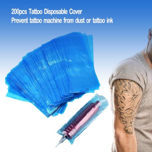 Gakonp 200pc Tattoo Pen Covers with 4 Grip Tapes – Pro-Grade Protective Kit