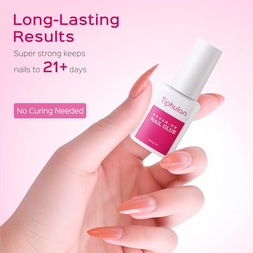 TIPHULAN Super Strong Nail Glue Kit - 6 Tubes, 42ml Brush-On, HEMA-Free