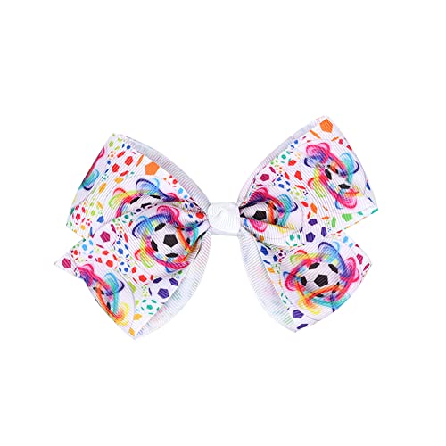LDDCX Soccer Ribbon Bow Hair Clips for Girls - Design & Color Variations, 2 Pack