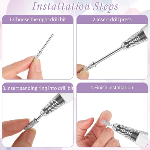 4 Pcs 3mm Mandrel Nail Drill Bits Set for Electric Nail Drills