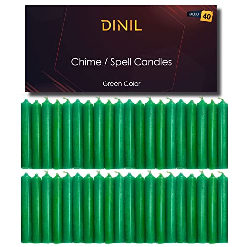 Dinil Green Spell Candles Set of 40 - 4 Inch Unscented Chime Candles