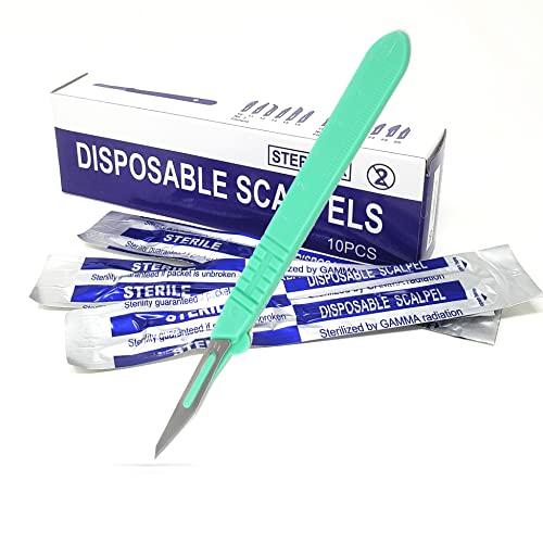 Disposable #11 Scalpel with Plastic Handle, Sterile Carbon Steel Blades — Podiatry/Foot Care, Box of 10