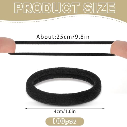 100 Pcs Seamless Nylon Hair Ties for Thick Hair - Durable & Stretchy