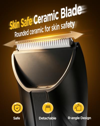 Spacekey IPX7 Waterproof Body Hair Trimmer for Men - USB-C Rechargeable Groomer with LED Light & Travel Bag