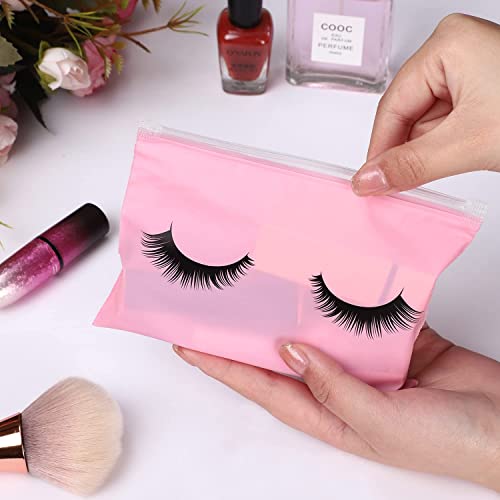Noverlife 100PCS Pink Zipper Eyelash Care & Storage Bags, 6x4 Inch