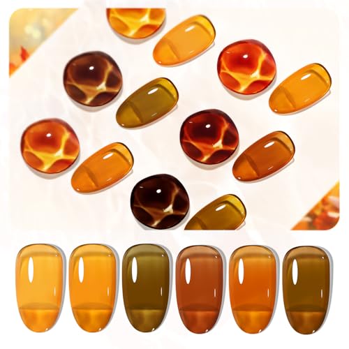 JODSONE Gel Nail Polish Set GD211-GD216 Fall 6 Colors Jelly Effect Long-Lasting