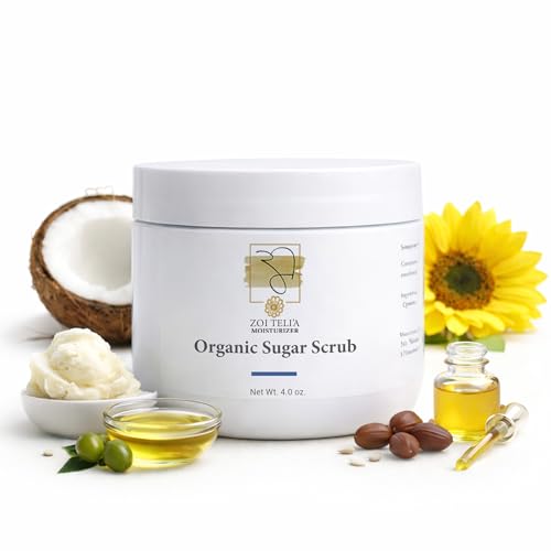 Organic Sugar Scrub with Shea Butter & Jojoba Oil – 4 oz