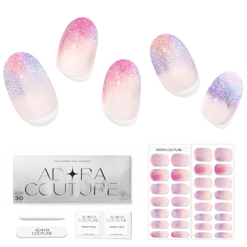 Adora Couture Semi Cured Gel Nail Strips Kit - 30 Pieces for Salon-Quality Manicure