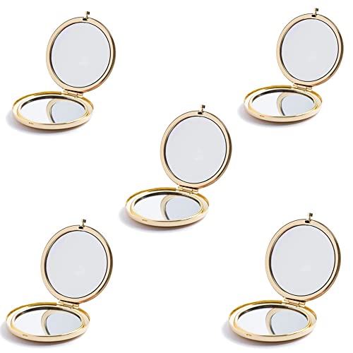 Gold Compact Mirror 5-Pack - Double-Sided Travel Makeup Mirror with 1X/2X Magnification