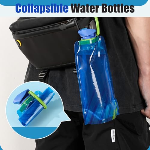 Collapsible Water Bottles 4-Pack - 23oz Leakproof BPA-Free for Travel