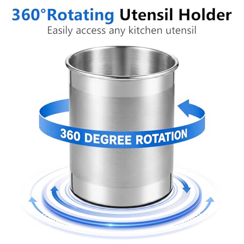 Extra Large 360° Rotating Stainless Steel Utensil Holder