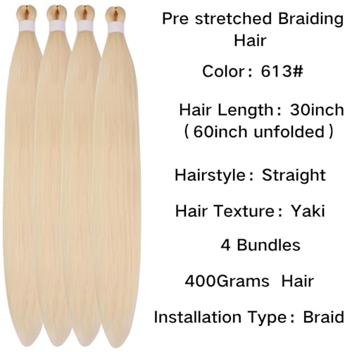 Leticia Blonde Pre-Stretched Braiding Hair with Boho Curls - 30 Inch, Pack of 5