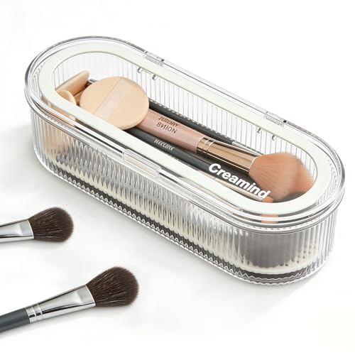 Sylmifoi Clear Acrylic Makeup Brush Holder with Lid - Dustproof Organizer