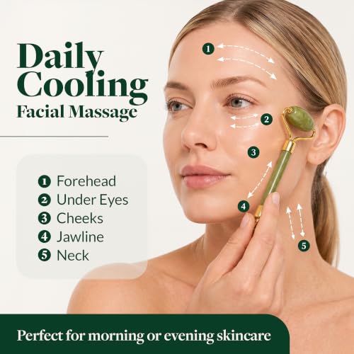 R.E.M Spring Jade Roller & Gua Sha Set for Face, Anti-Aging, Puffiness & Wrinkles
