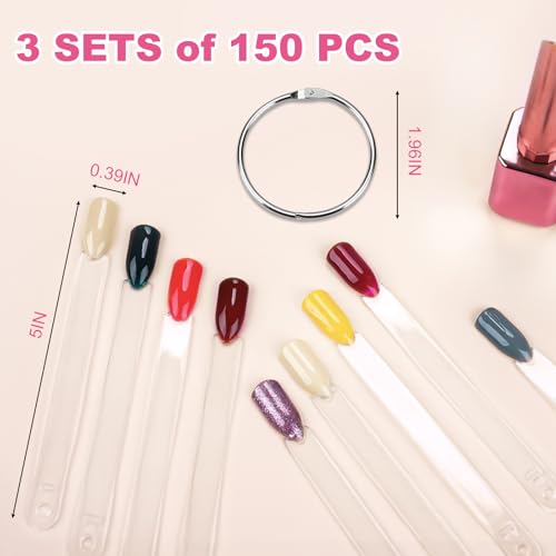 150 Nail Swatch Sticks with Ring & Number Stickers - Acrylic Display