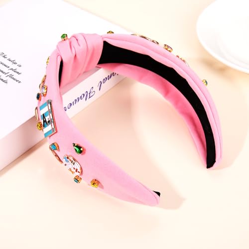 Teacher Knotted Headband with Rhinestone Pencils, Pearls, and Beads