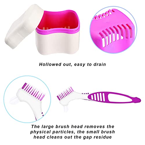 Denture Bath Kit with 2 Cleaning Cups, Strainer Baskets, and Brushes