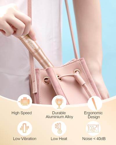 SUBAY Champagne Gold Electric Nail Drill 20000RPM - Manicure & Pedicure Tool with 6 Bits & 20 Bands