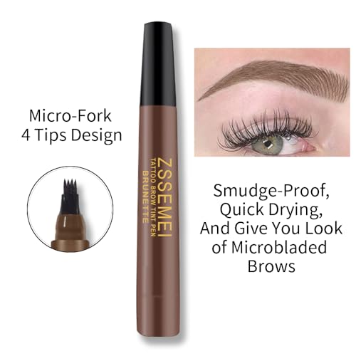 Waterproof Microblading Eyebrow Pen for Women - Long Lasting Brunette 2PCS