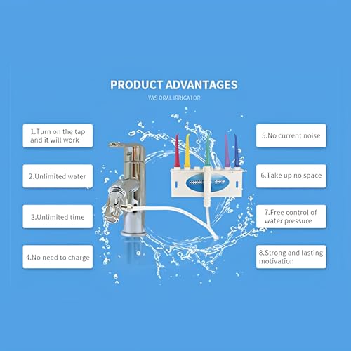 Water Dental Flosser for Family Use with 5 Color Jet Tips - Faucet & Shower Attachments
