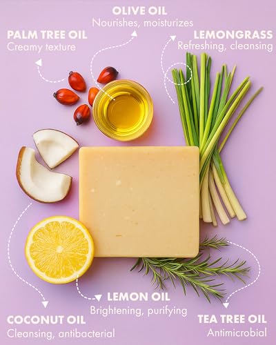 Massey’s CF 100% Natural Probiotic Soap Bar with Tea Tree & Lemon Essence - Lemon Pack of 1 (4oz)