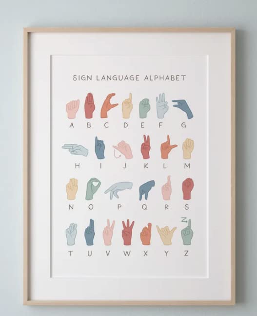 ASL Alphabet Poster - Rainbow 11x14 Unframed Print for Kids Rooms
