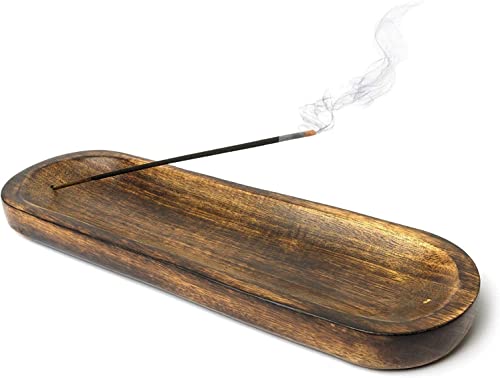 Handmade Wooden Incense Stick Holder & Ash Catcher - 11x4x1.2 Inches