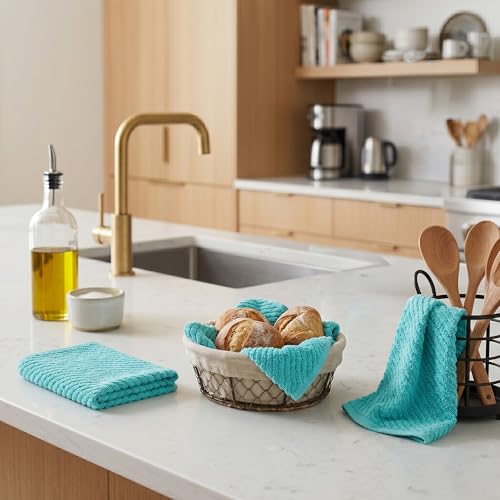 Cotton Terry Kitchen Towels - 5 Pack, 16x19 in, Blue