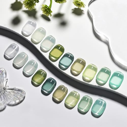 JODSONE 9-Color Jelly Gel Nail Polish Set with Base & Top Coat