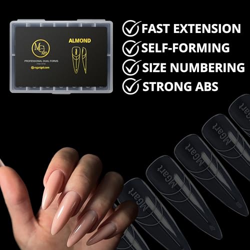 MGART Dual Nail Forms for Almond Extensions - 120 Pcs Full Cover Molds