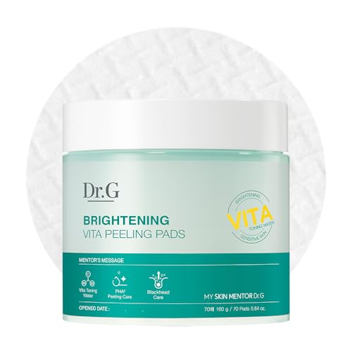 Dr. G Brightening Vita Peeling Pads - 70 Count Exfoliating Face Pads for Skin Brightening and Blackhead Removal