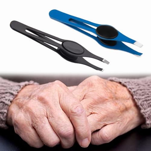 Ergonomic Stainless Steel Slant Tip Tweezers for Arthritis Relief