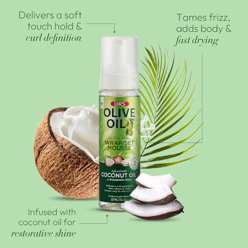 ORS Olive Oil Hold & Shine Mousse Set (2 Pack) - Coconut Infused, 7 Oz