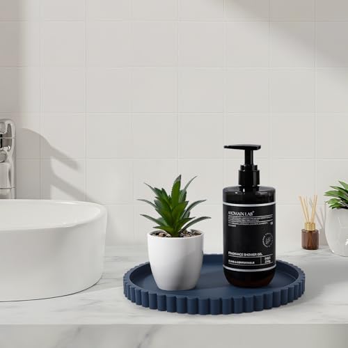 9" Dark Blue Silicone Bathroom Tray - Non-Slip Organizer for Perfume & Soap