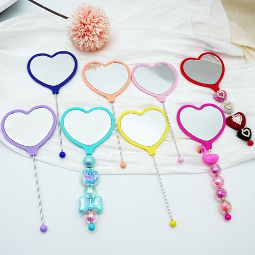 10 Pack Beadable Heart Handheld Mirrors - DIY Personalized Travel Mirrors