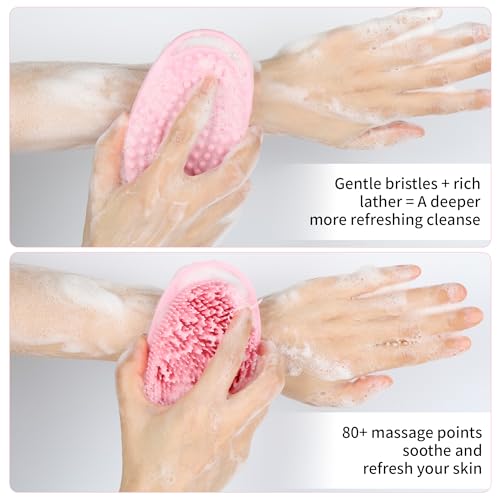 2 Pack Silicone Body Scrubber – Gentle Exfoliating Shower Brush