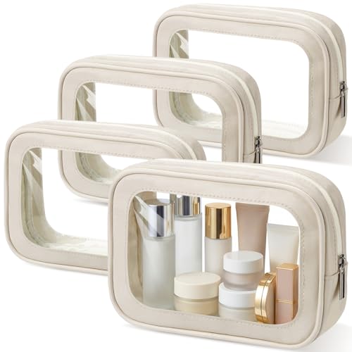 Abbylike 4 Pack Clear Makeup Bags TSA Approved Water-Resistant Toiletry Organizer